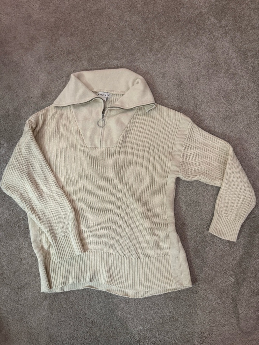 Ava & Viv Cream Half-Zip Cowl Turtleneck Sweater